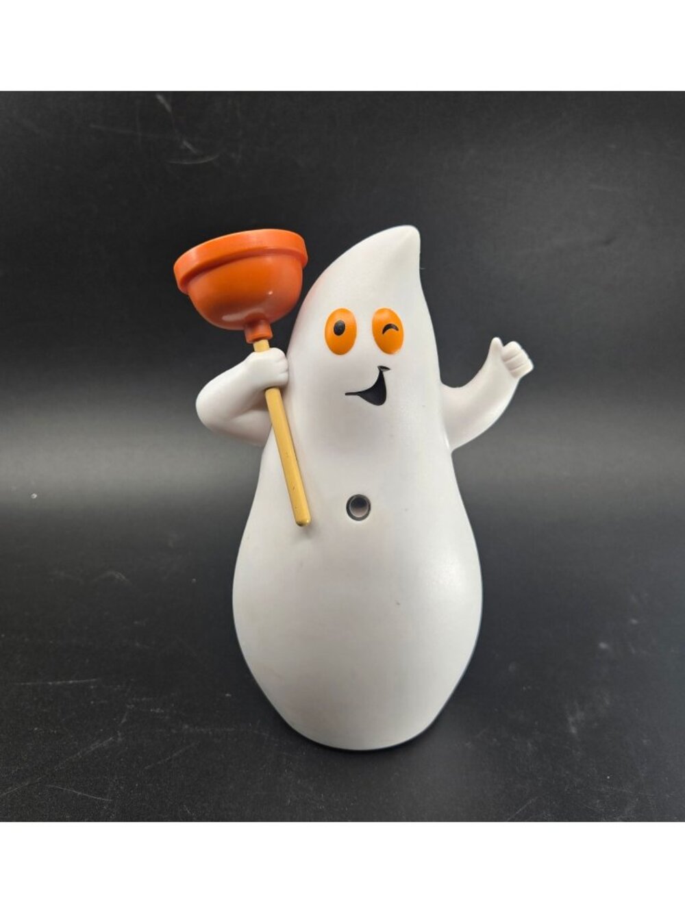Hallmark Jokin John Ghost Figurine W/ Plunger & Sounds Halloween, bathroom decor